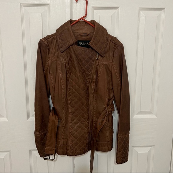 Guess women’s leather jacket, brown Size M - Picture 1 of 6